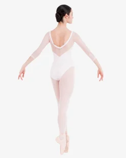 Justaucorps manches 3/4 en dentelle