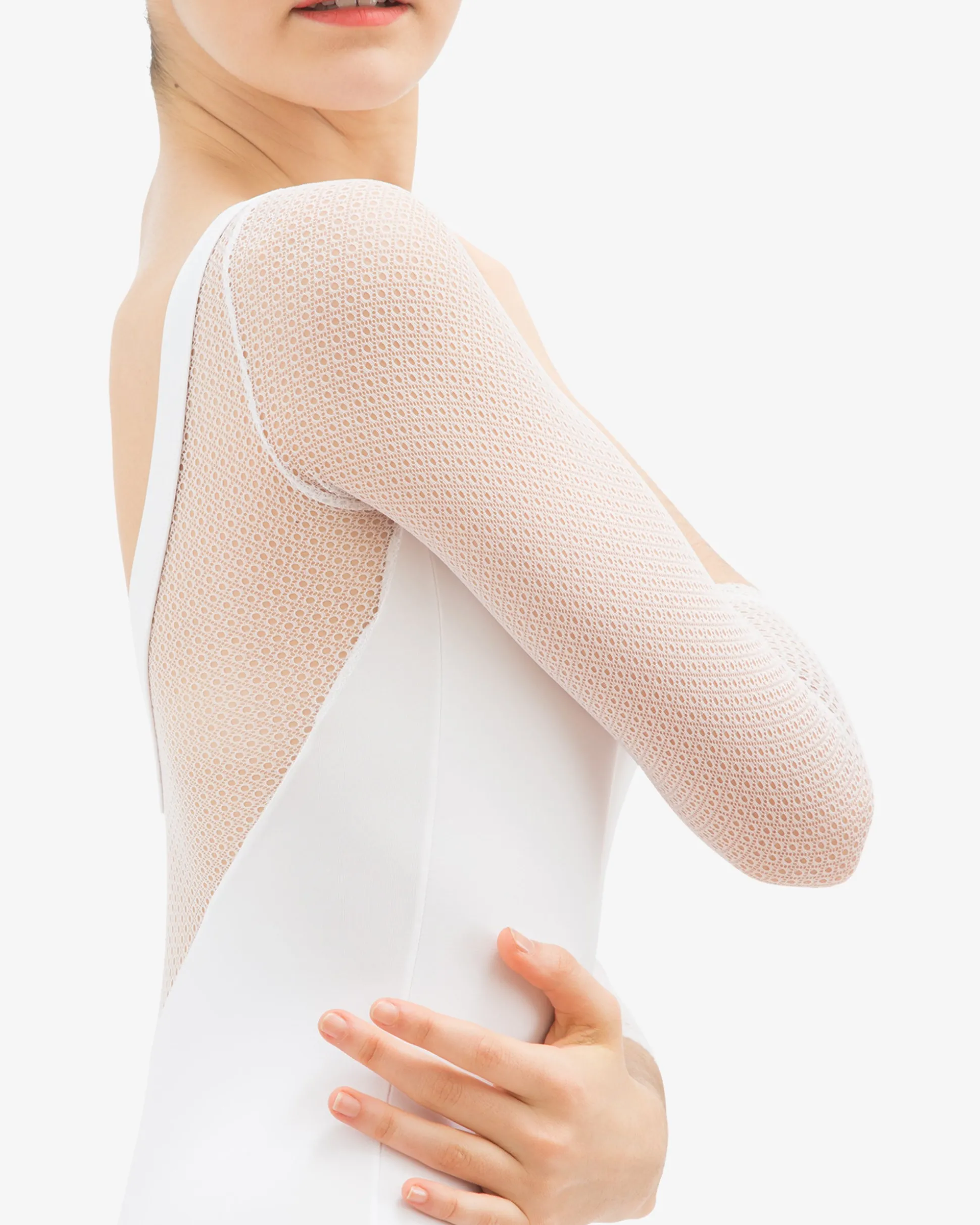 Justaucorps manches 3/4 en dentelle