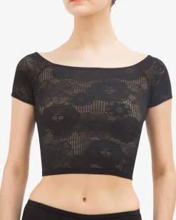 Top court en dentelle rosace