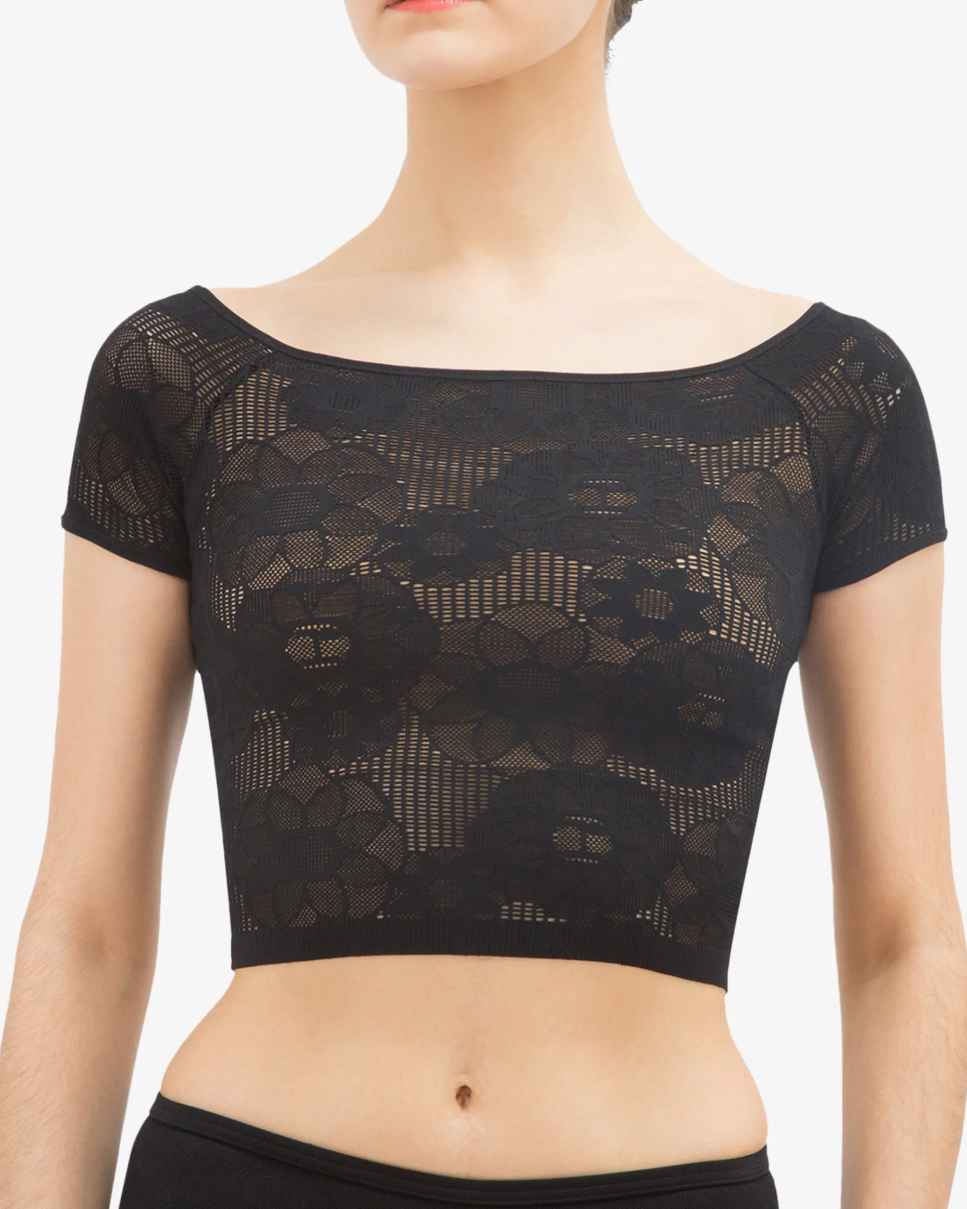 Top court en dentelle rosace