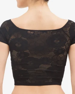 Top court en dentelle rosace