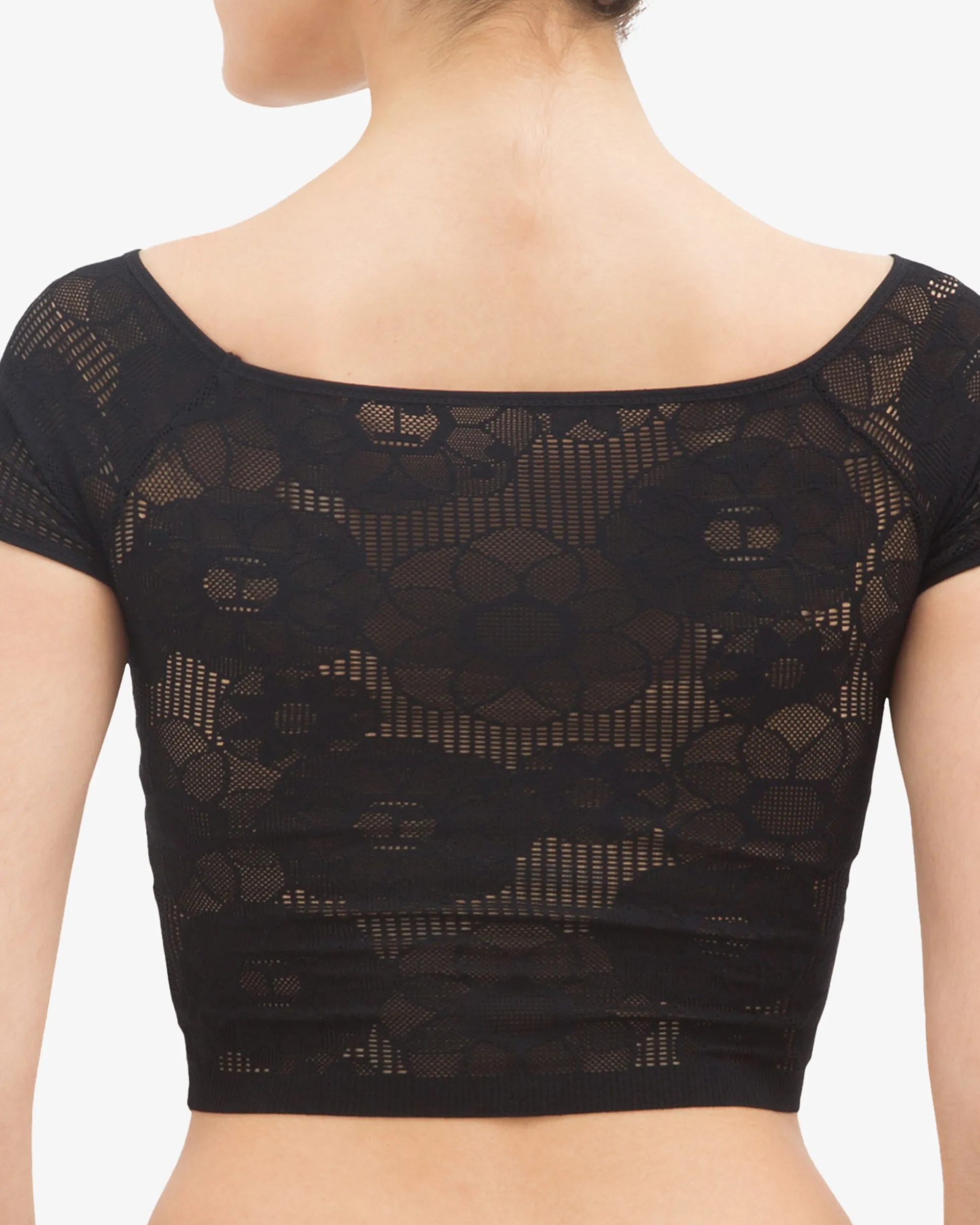Top court en dentelle rosace