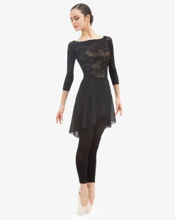 Top manches longues en dentelle rosace